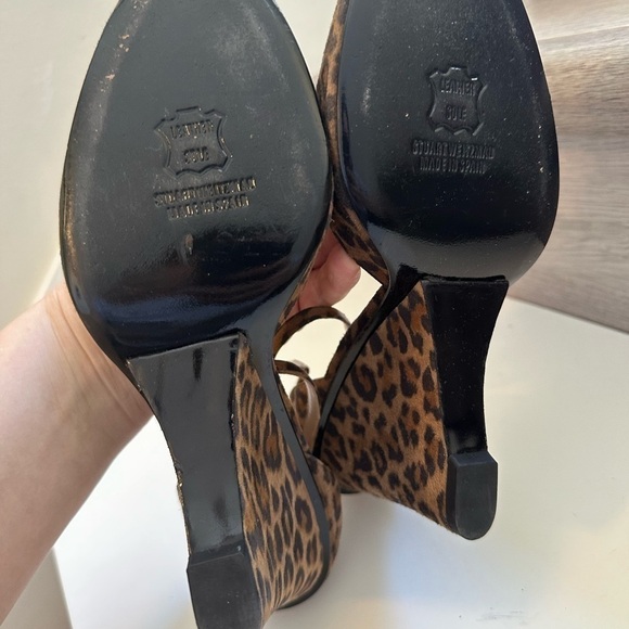 Stuart Weitzman Leather Fur
Suede Leopard Animal Print size 8 heels shoes - Picture 7 of 7
